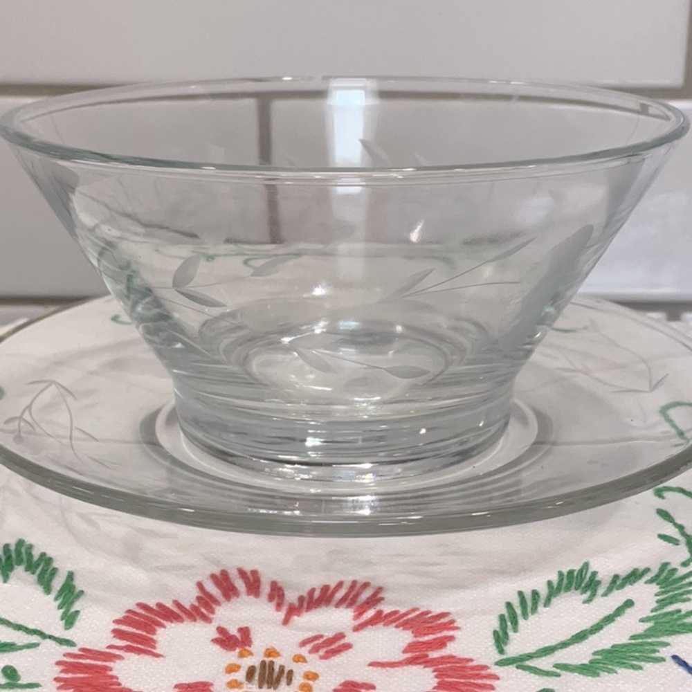 Princess House crystal saucer and condiment bowl set